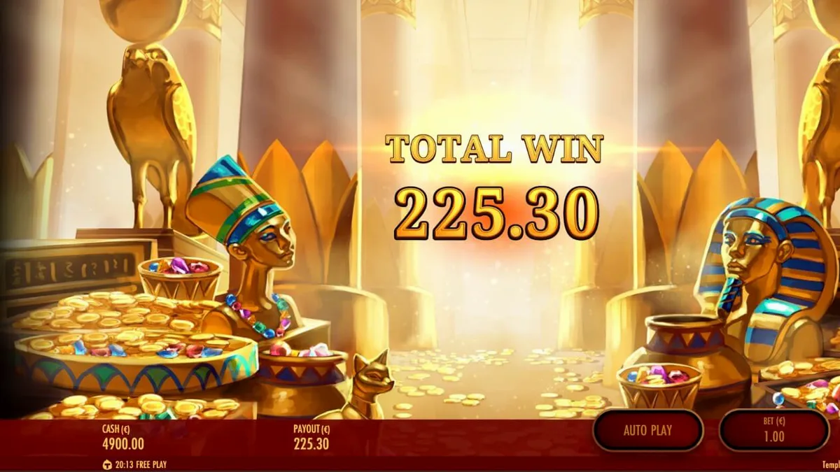 Tampilan visual slot Temple of Akhet dengan tema Mesir Kuno yang megah